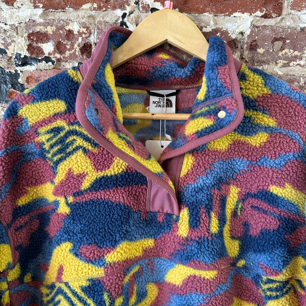 The North Face Womens Cragmont 1/4 Fleece Pullover Small Camo Blue Yellow Mauve