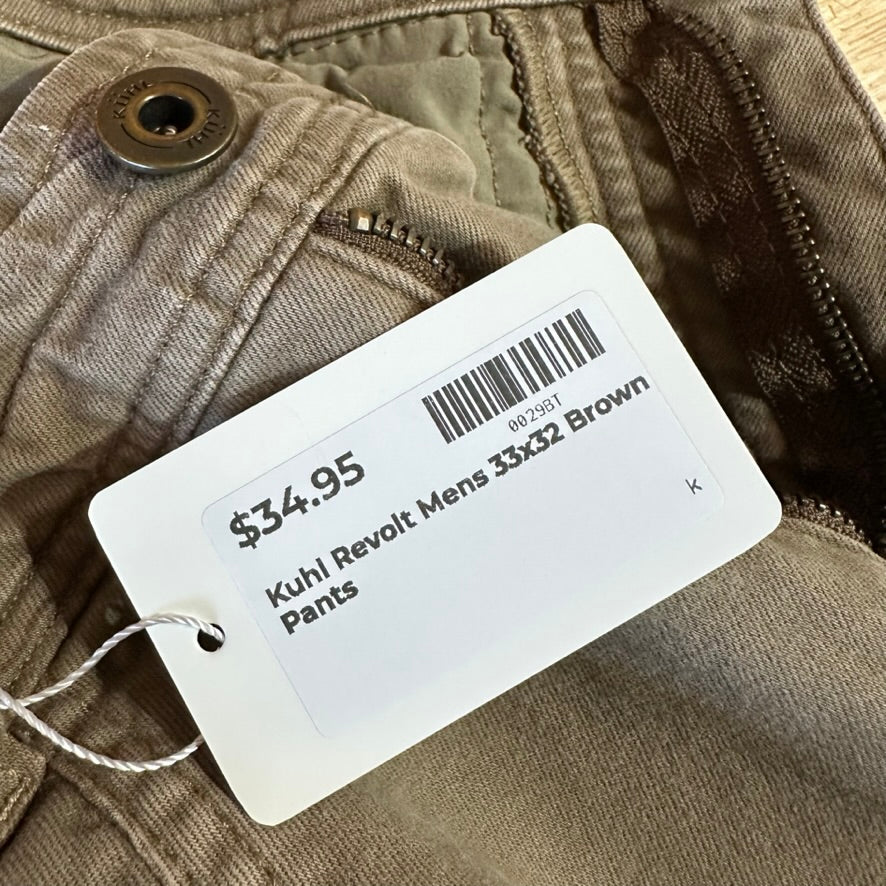 Kuhl Revolt Mens 33x32 Tan Pants