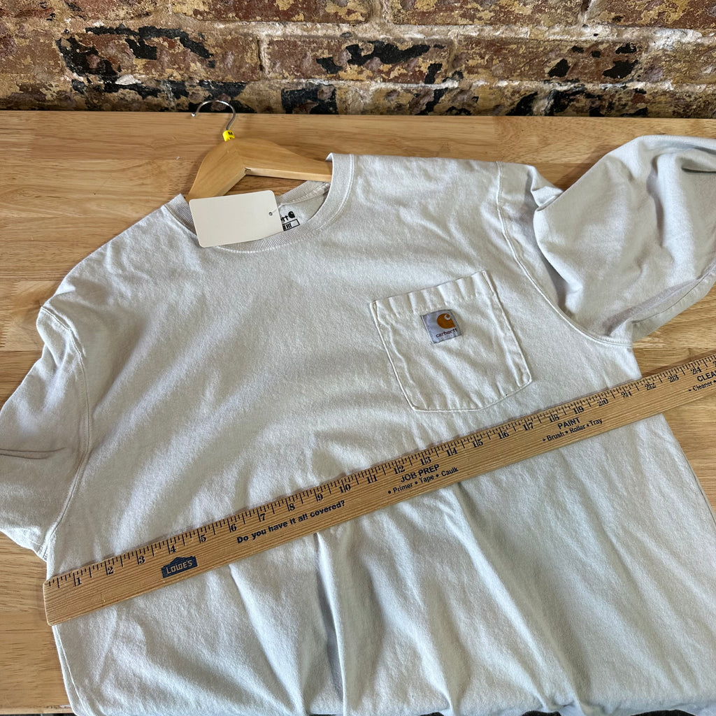 Carhartt Men's Medium Long Sleeve T Shirt White Loose Fit Logo