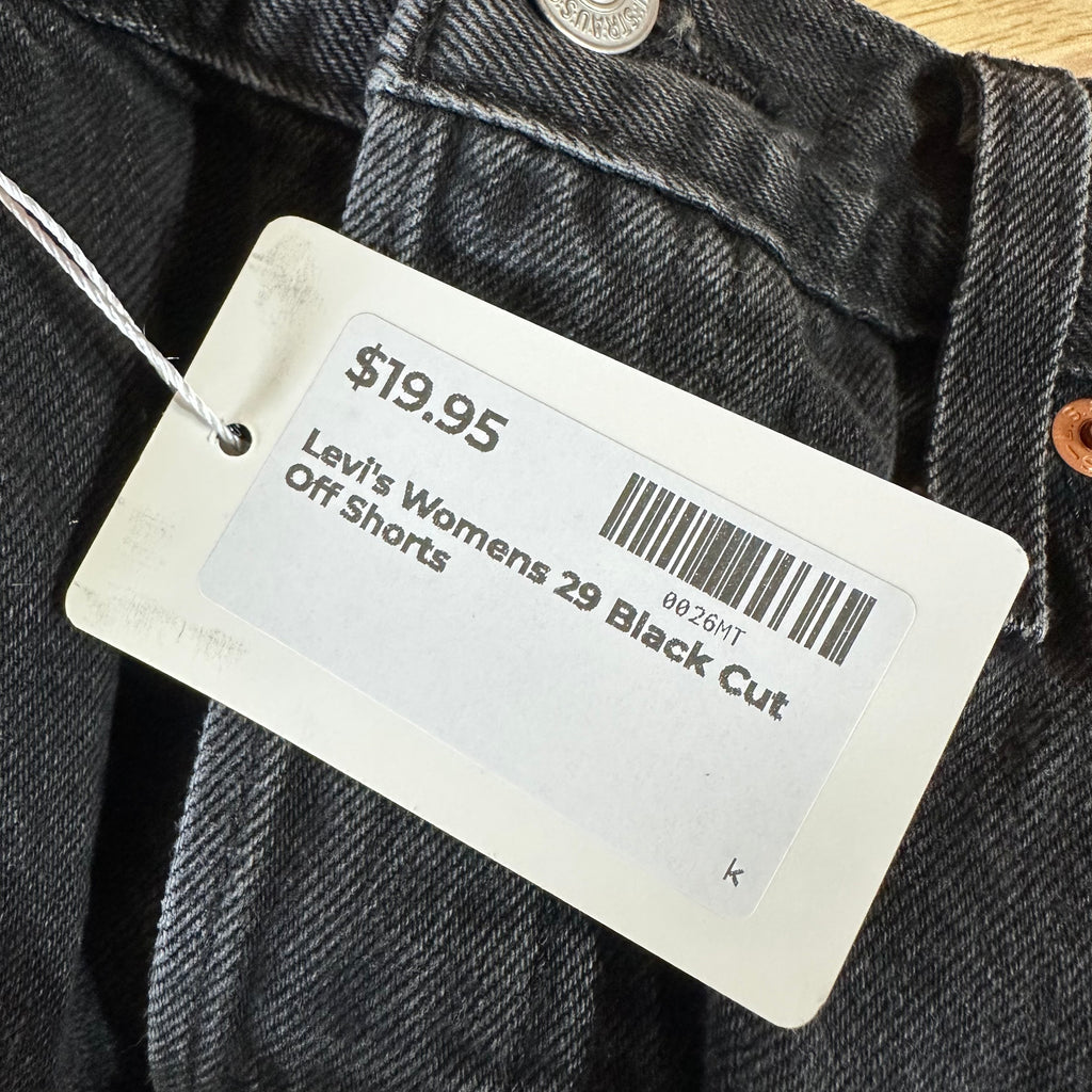 Levi's Cut Off Denim Black Jean Shorts Womens 29 Distressed- 32x2.5"