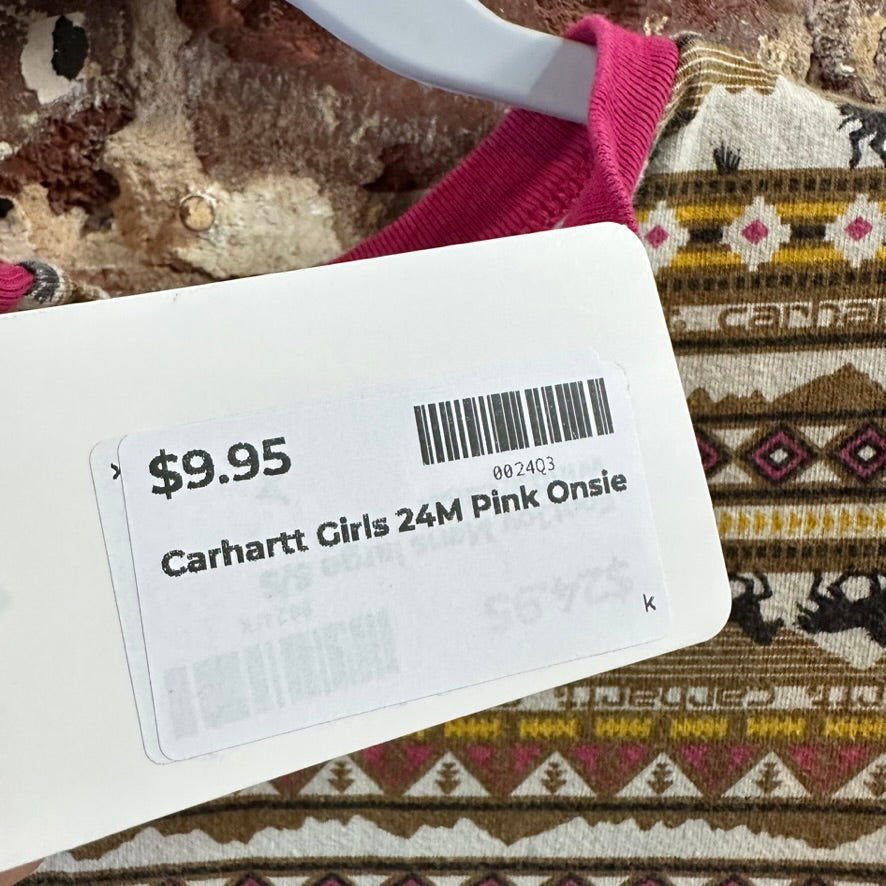 Carhartt Long Sleeve Horse one piece Girls 24M Outdoor Toddler Pink Bodysuit