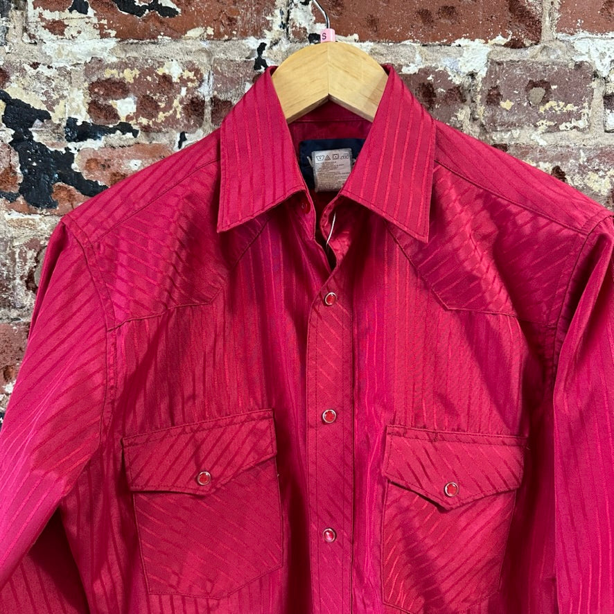 Wrangler Button Up Shirt Mens Small Western Long Sleeve Red