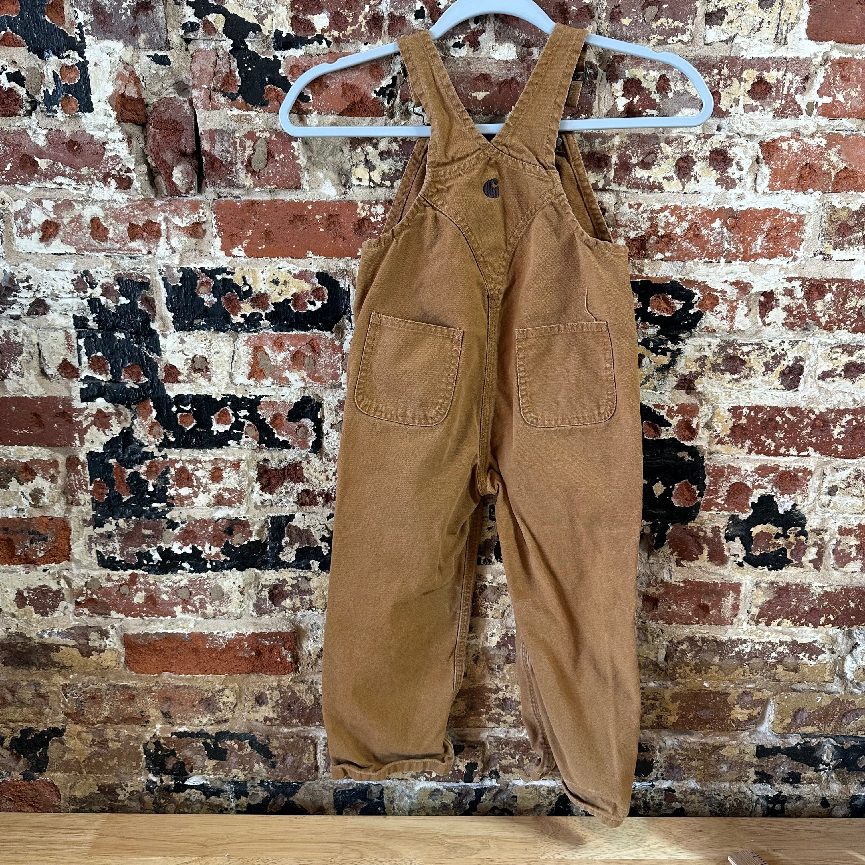 Carhartt Overalls Canvas Brown toddler boys 4T Bibs