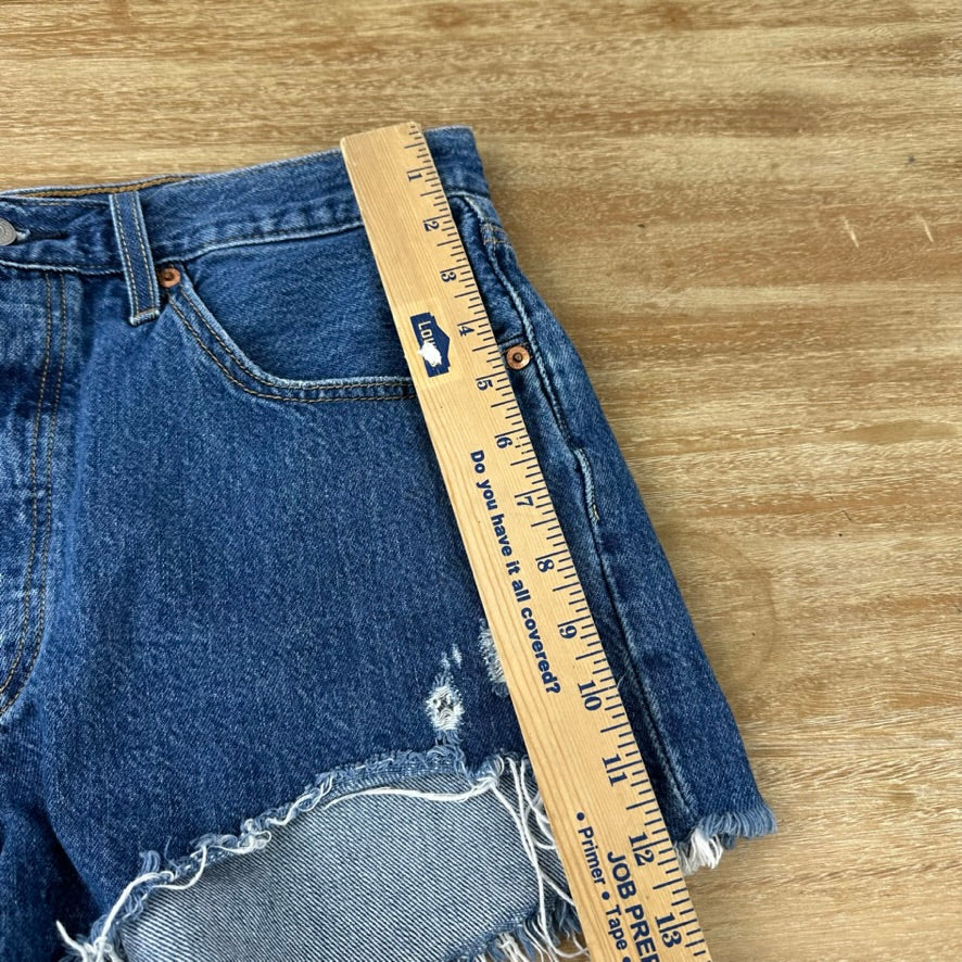 Levi's Cut Off Denim Blue Jean Shorts Womens 32 Distressed - 32x3"