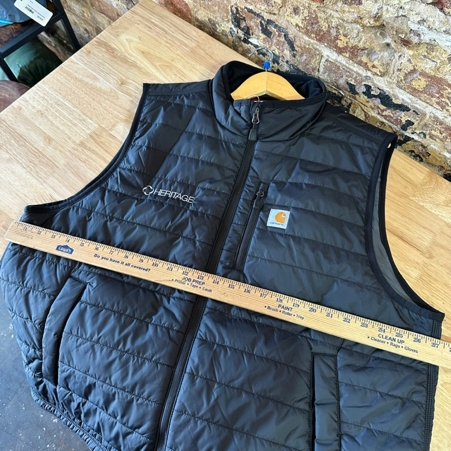 Carhartt Puffer Vest Rain Defender Mens 2XL Black Zip Up Relaxed - logo