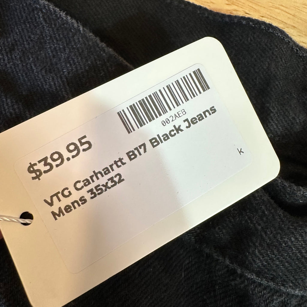 VTG Carhartt B17 Black Jeans Mens 35x32