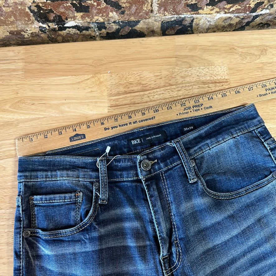BKE Jake Mens 33x34 Blue Jeans
