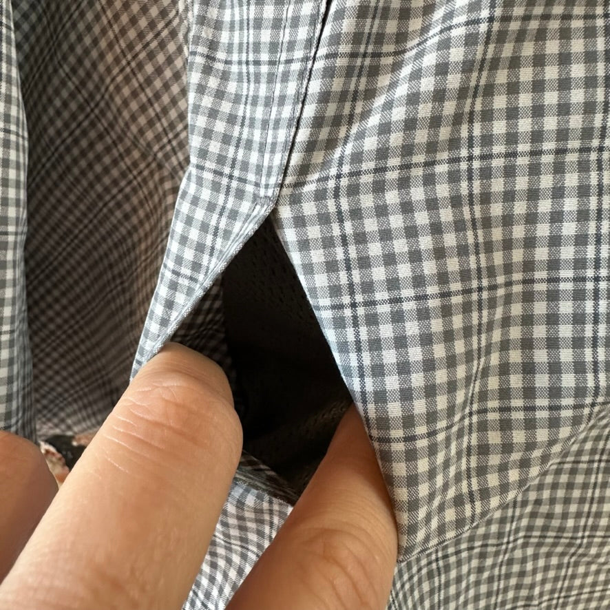 Columbia Short Sleeve Outdoor Button Up Shirt Gray Plaid Mens Large Fishing