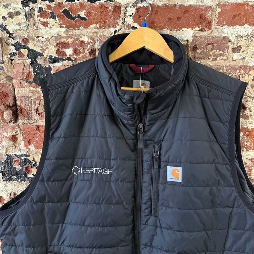 Carhartt Puffer Vest Rain Defender Mens 2XL Black Zip Up Relaxed - logo