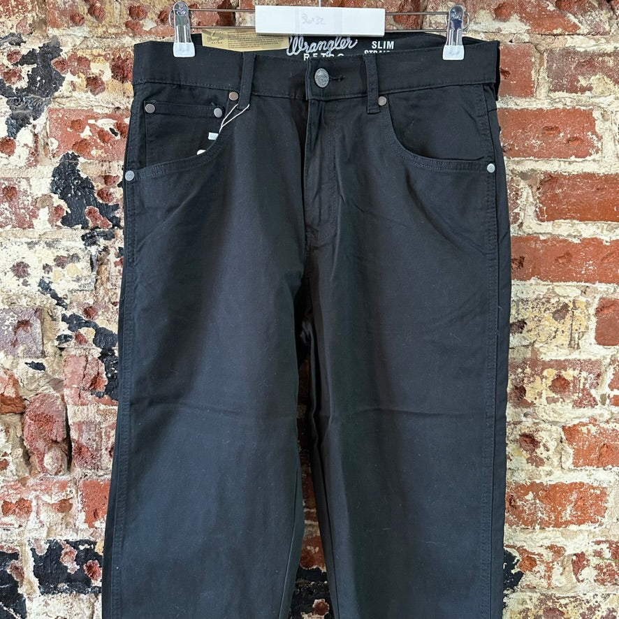 Wrangler Retro Black Jeans Pants Mens 30x38 Slim Straight Denim Lightweight NWT