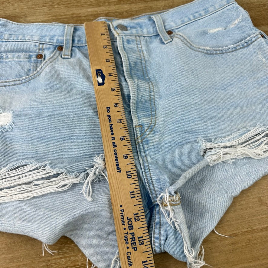 Levi's Cut Off Denim Blue Jean Shorts Womens 33 Distressed - 34x2"