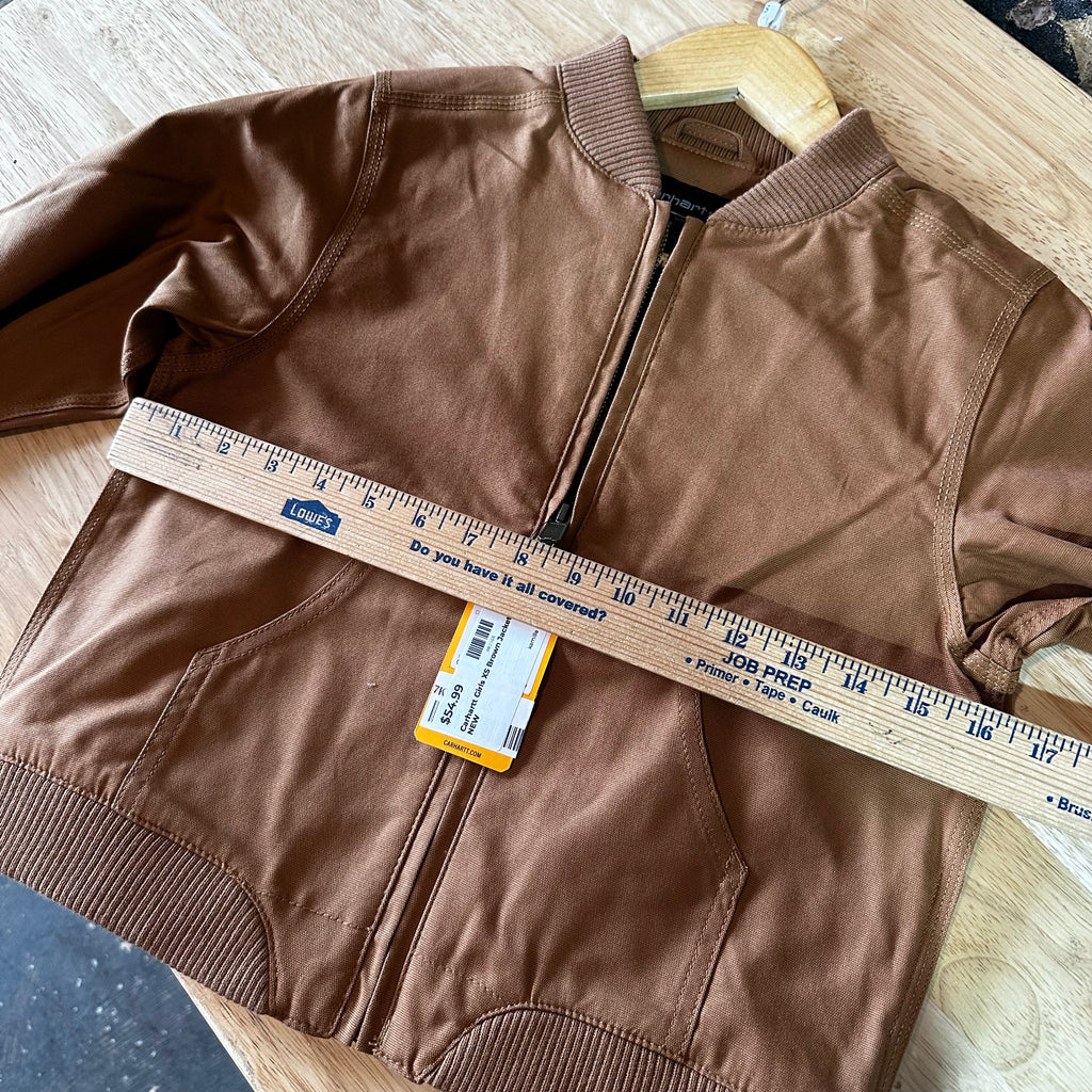 Carhartt Jacket Youth Girls XS (6) Rugged Flex Canvas Bomber Coat NEW Brown