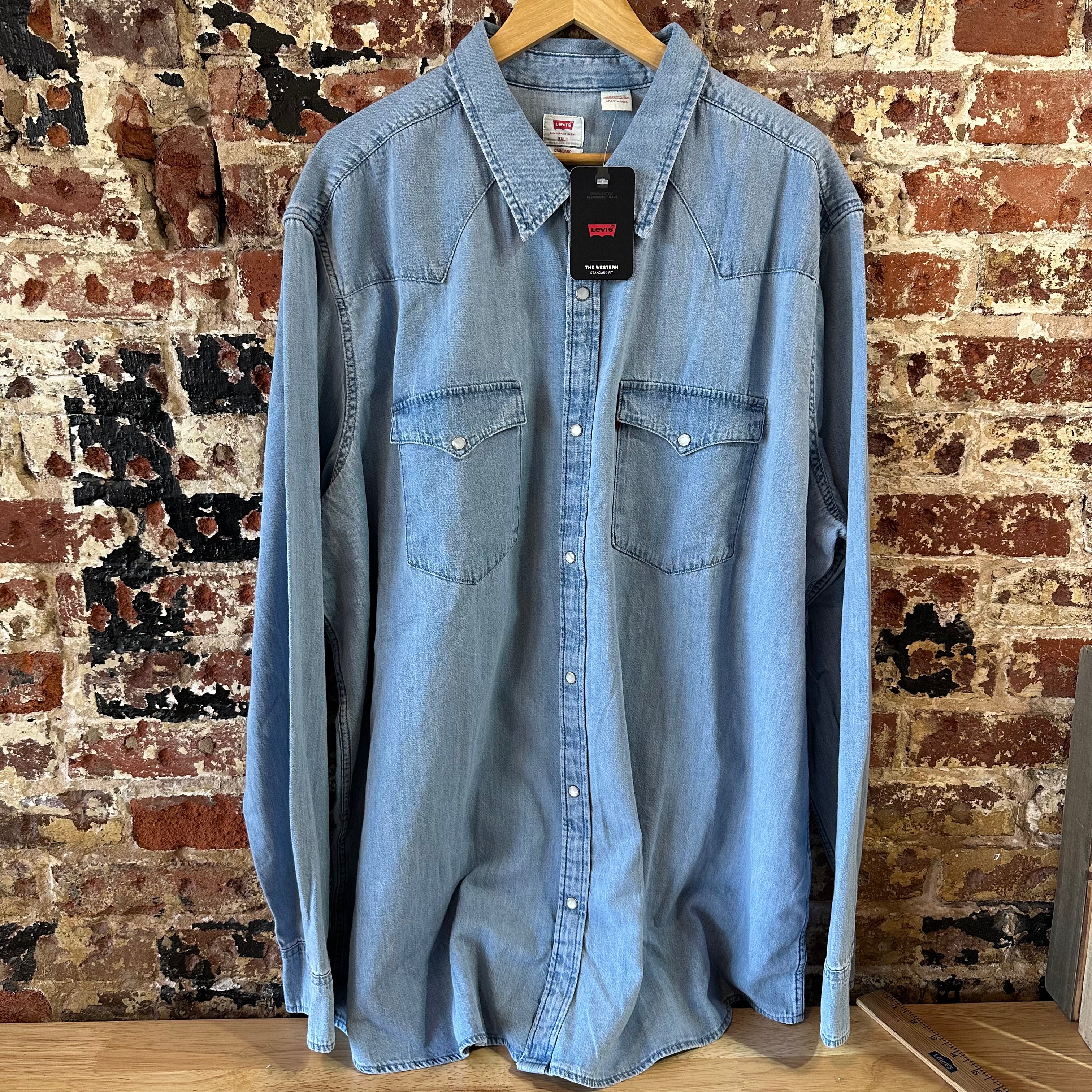 Levi's Mens 3XL Tall Pearl Snap Western Jean Shirt NEW