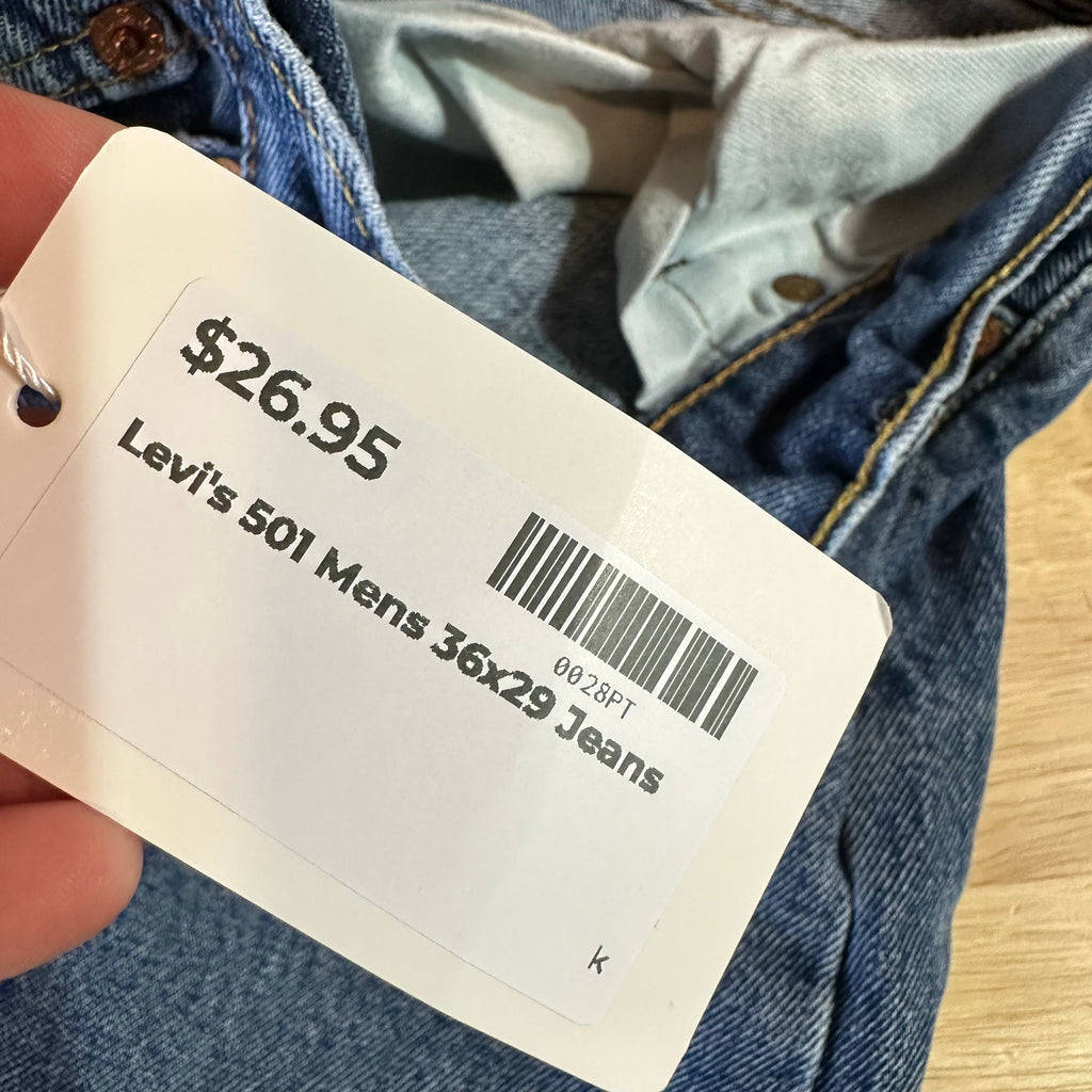 Levis 501 Mens 36x29 Blue Jeans