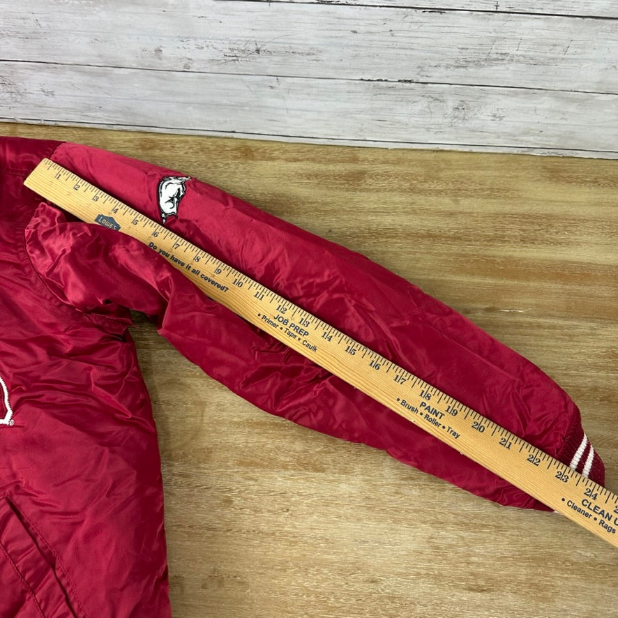 Arkansas Razorbacks Starter Jacket Mens Medium Red Satin Bomber NCAA SEC &nbsp;