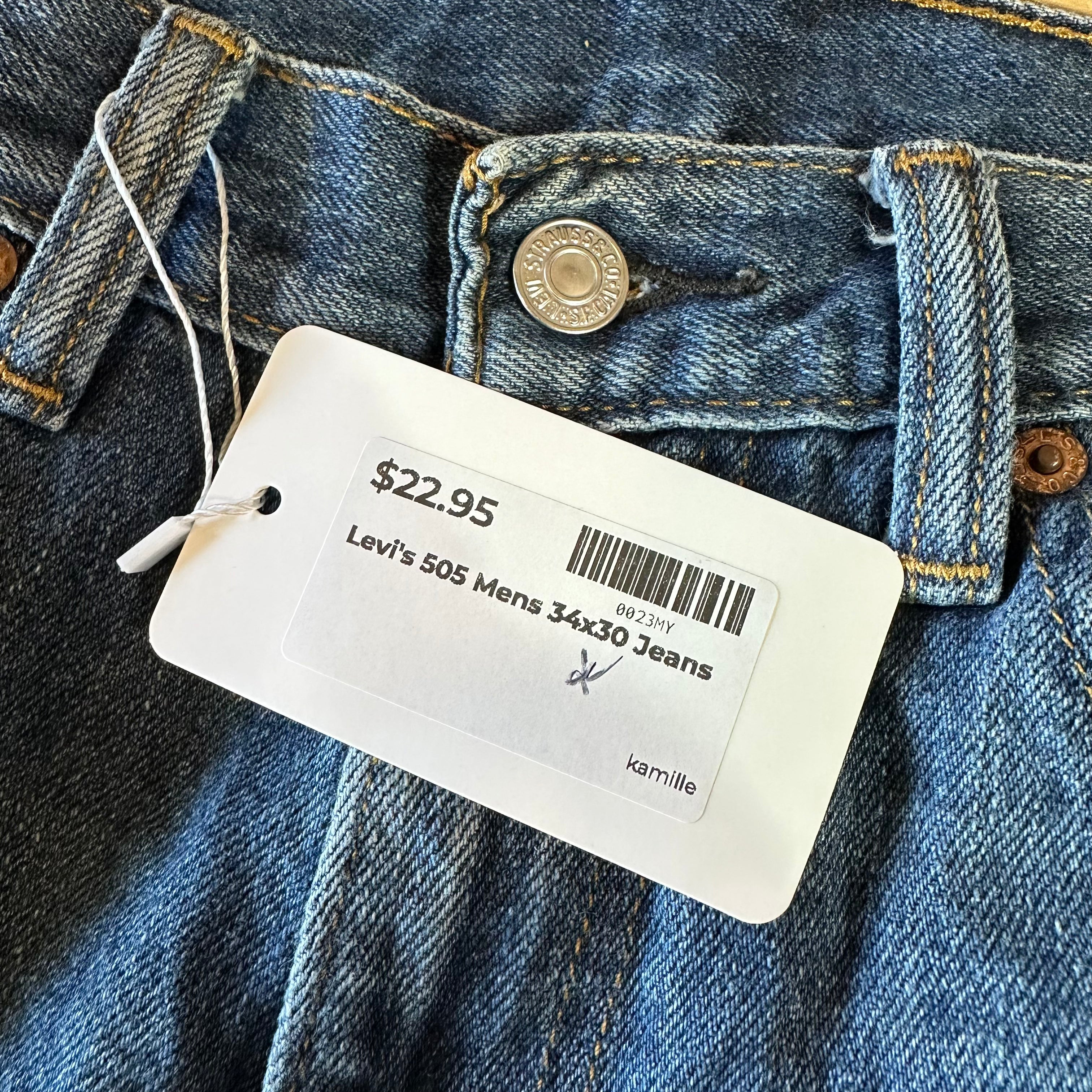 Levis 505 Jeans Mens 34x30 Regular Zip fly Blue denim Levi's