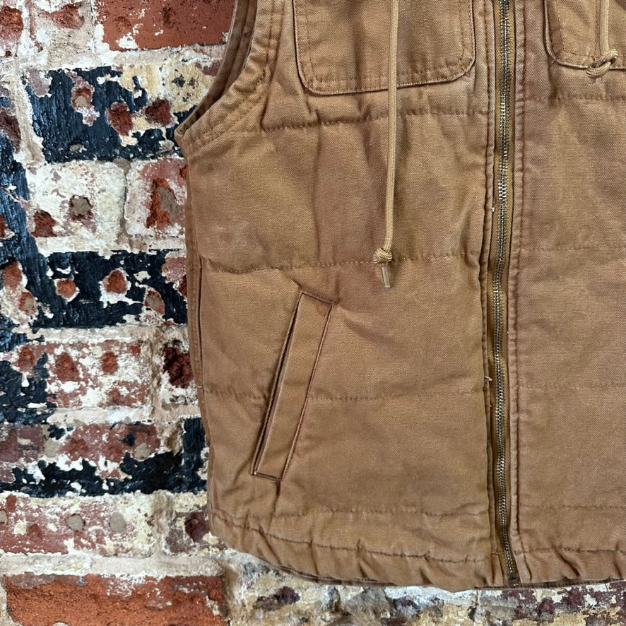 Wrangler Mens Small Hooded Brown Vest