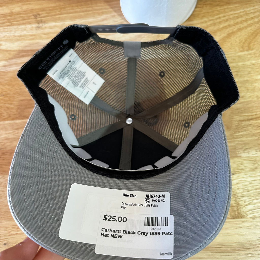 Carhartt Mens 1889 Black Gray Patch Snapback hat&nbsp;