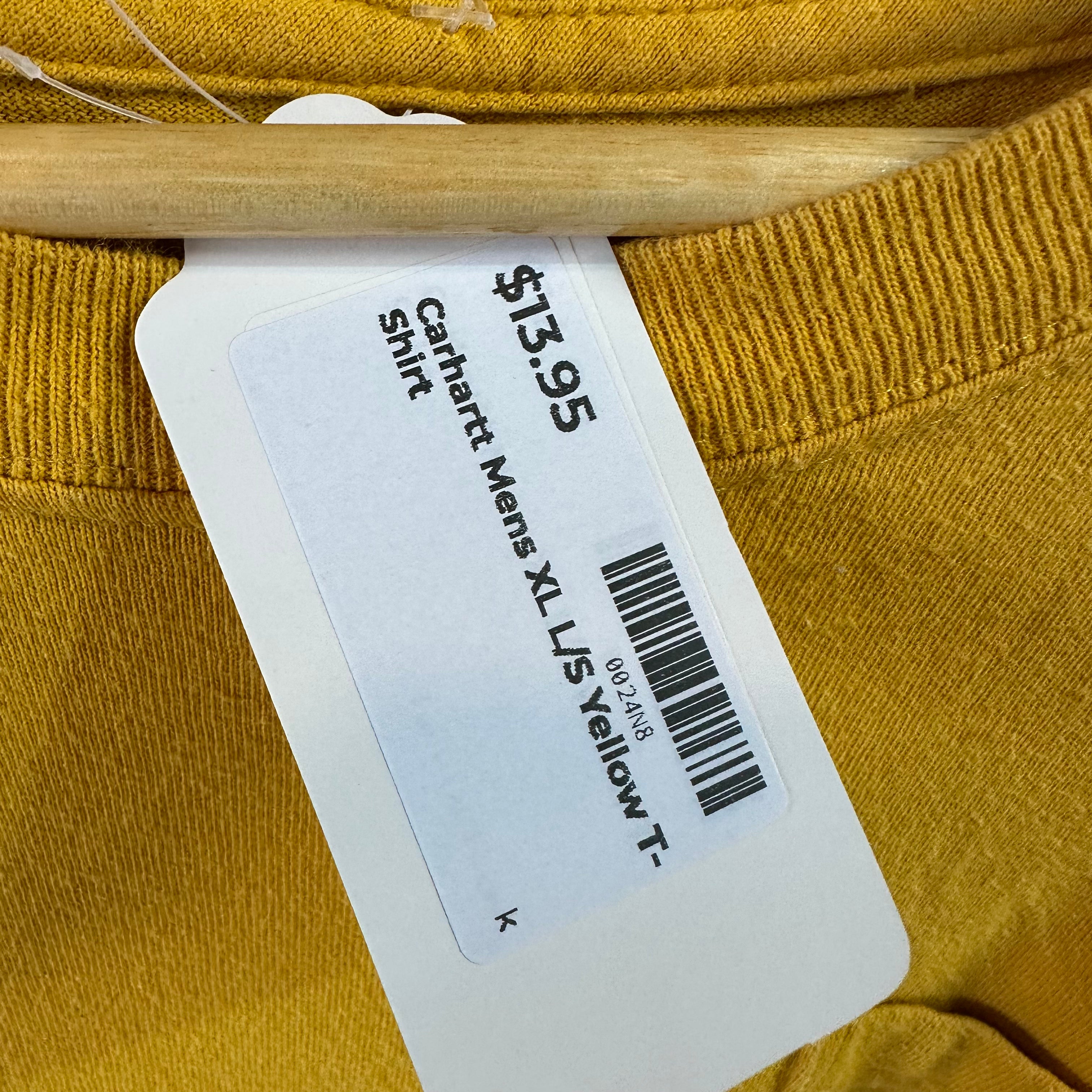 Carhartt Men's XL Original Fit Long Sleeve T Shirt Pocket T Mustard yellow