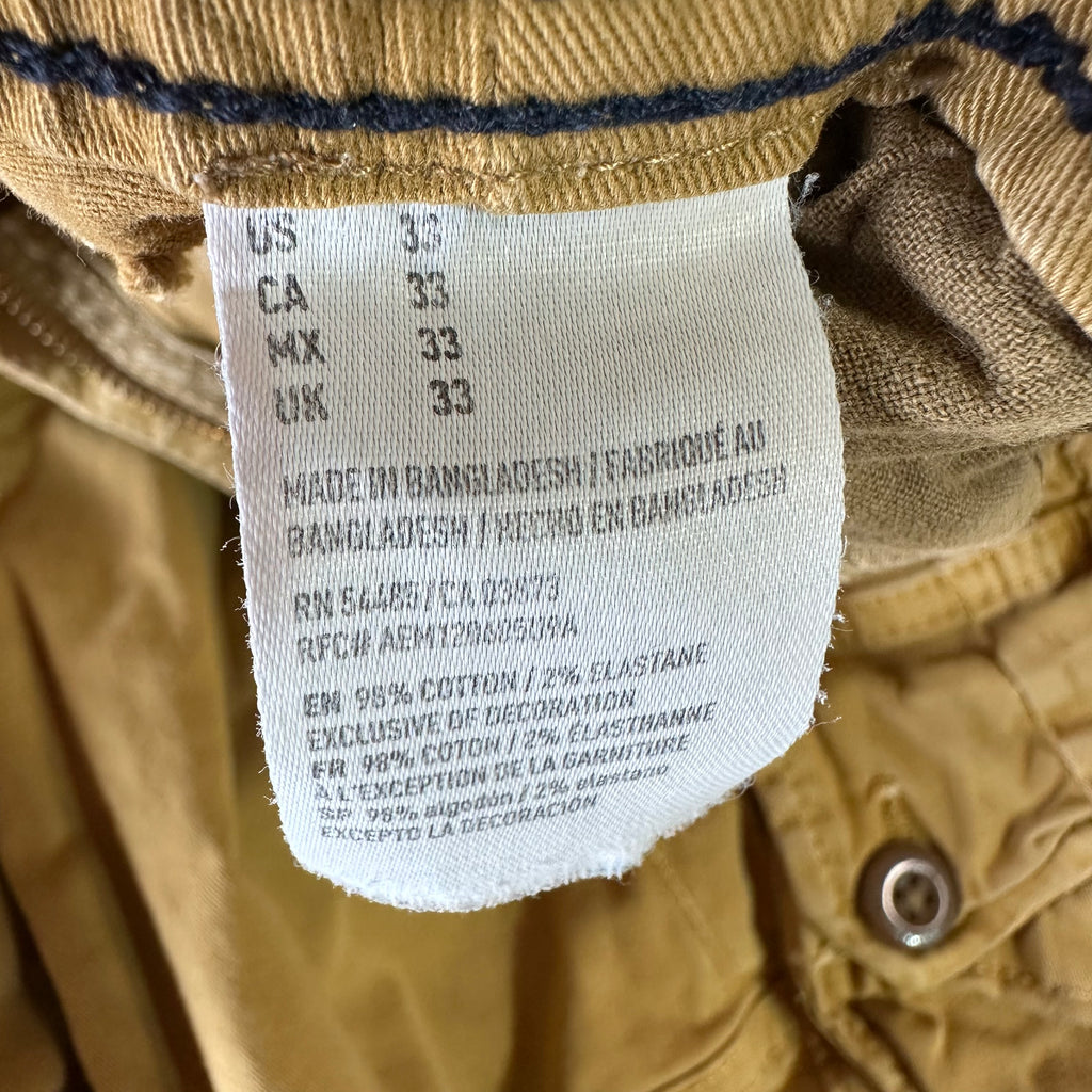 American Eagle Outfitters Longer Length Cargo Shorts Mens 33 Tan 12" inseam
