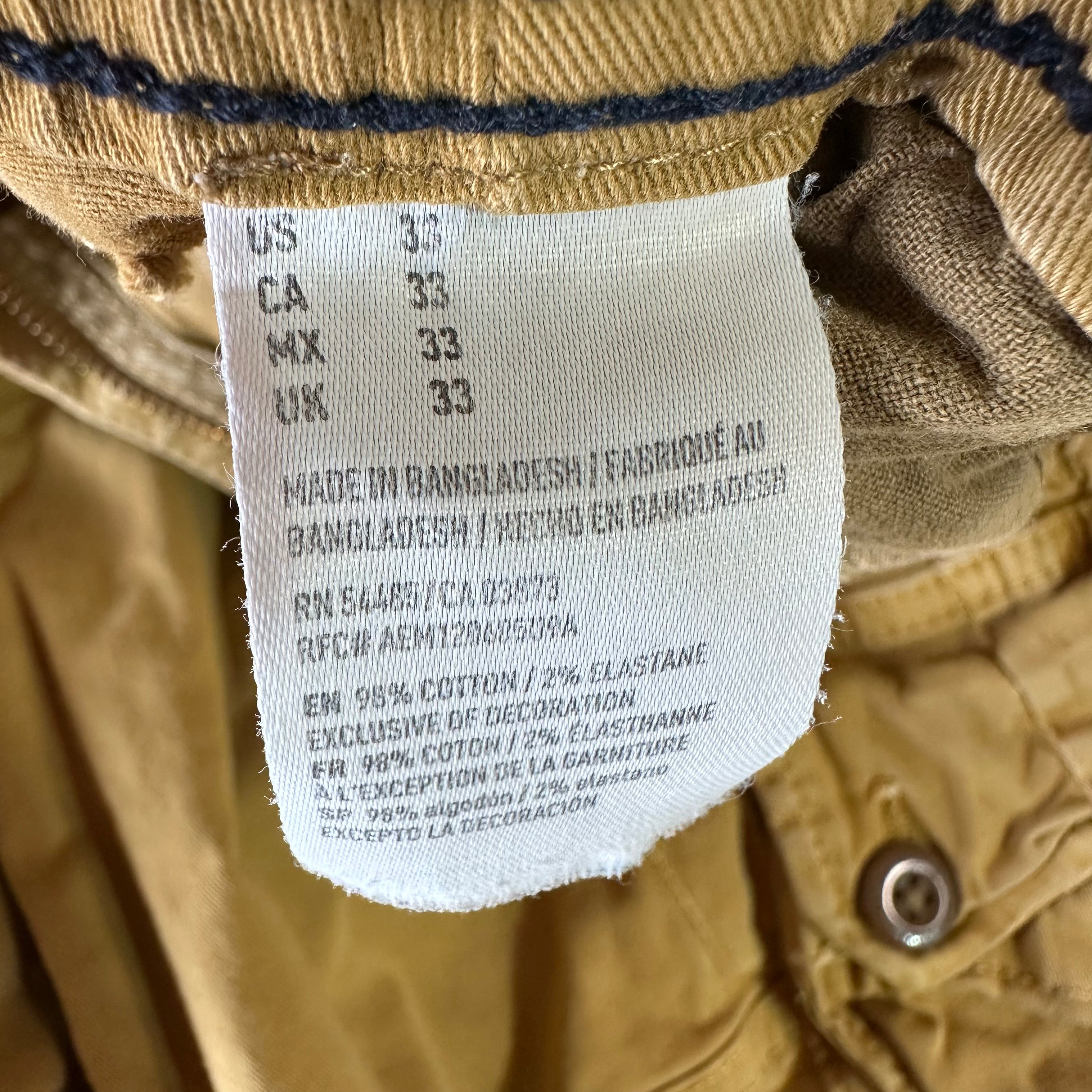 American Eagle Outfitters Longer Length Cargo Shorts Mens 33 Tan 12" inseam