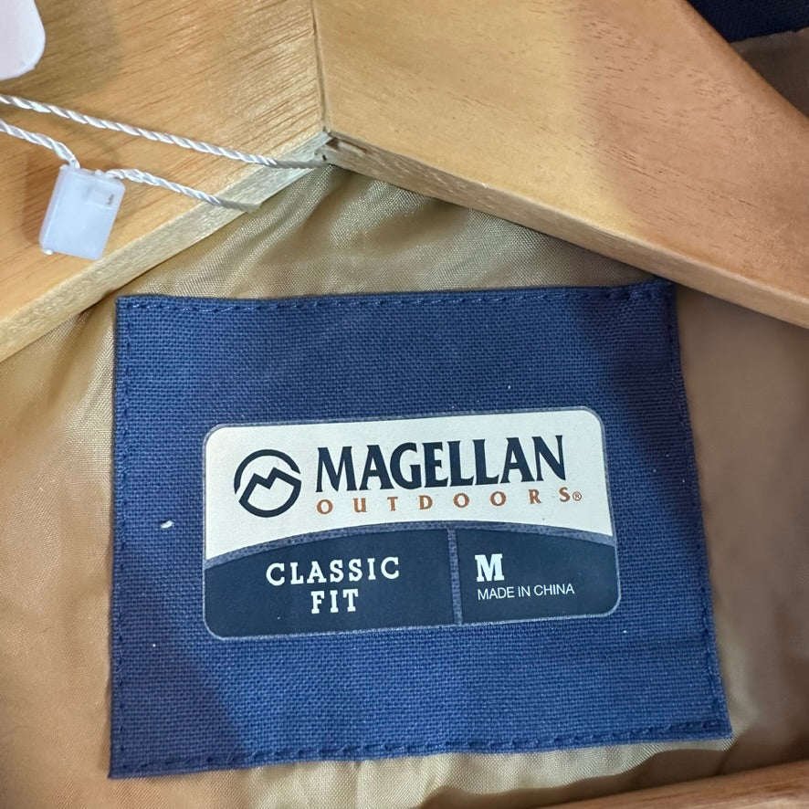 Magellan Outdoors Vest Men’s Medium Blue Tan Quilted Western Style Cowboy Snap