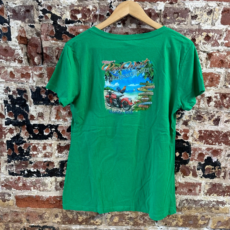 Harley Davidson Women's XL Short Sleeve green T-Shirt V-Neck NEW