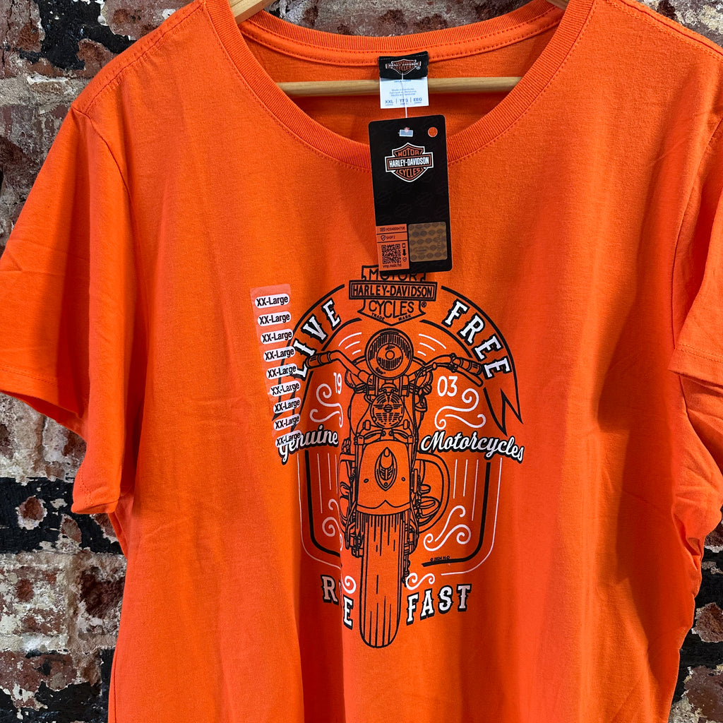 Harley Davidson Women's 2XL Short Sleeve Orange T-Shirt NEW
