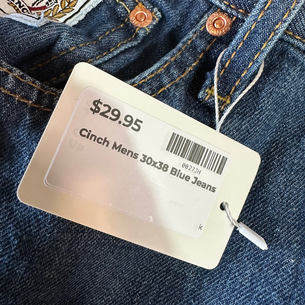 Cinch Mens 30x38 White label Blue Jeans