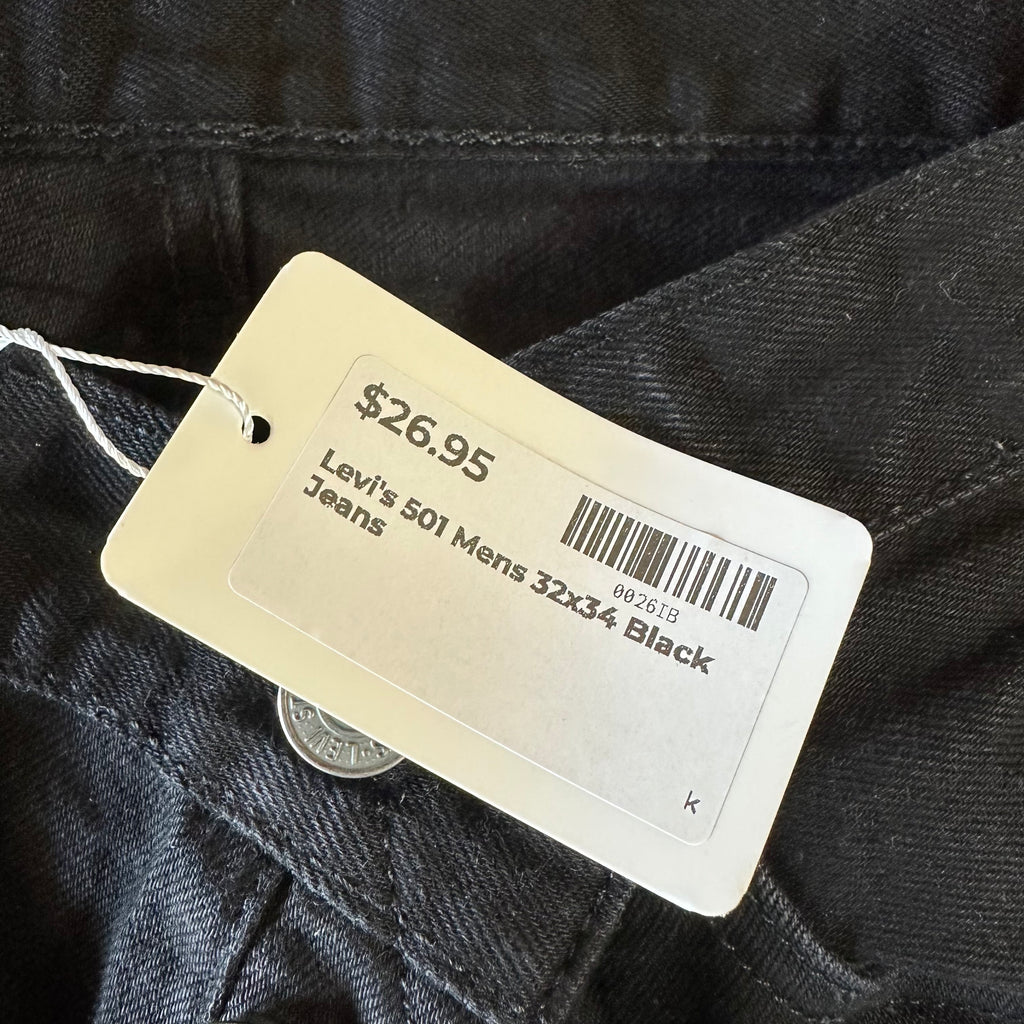Levi's 501 Mens 32x34 Black Jeans