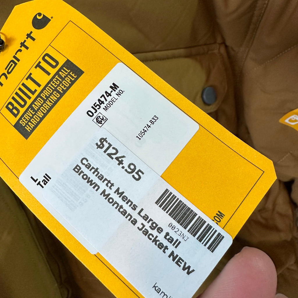 Carhartt Montana Jacket Mens Large Tall LT Rain Defender Oak brown NEW