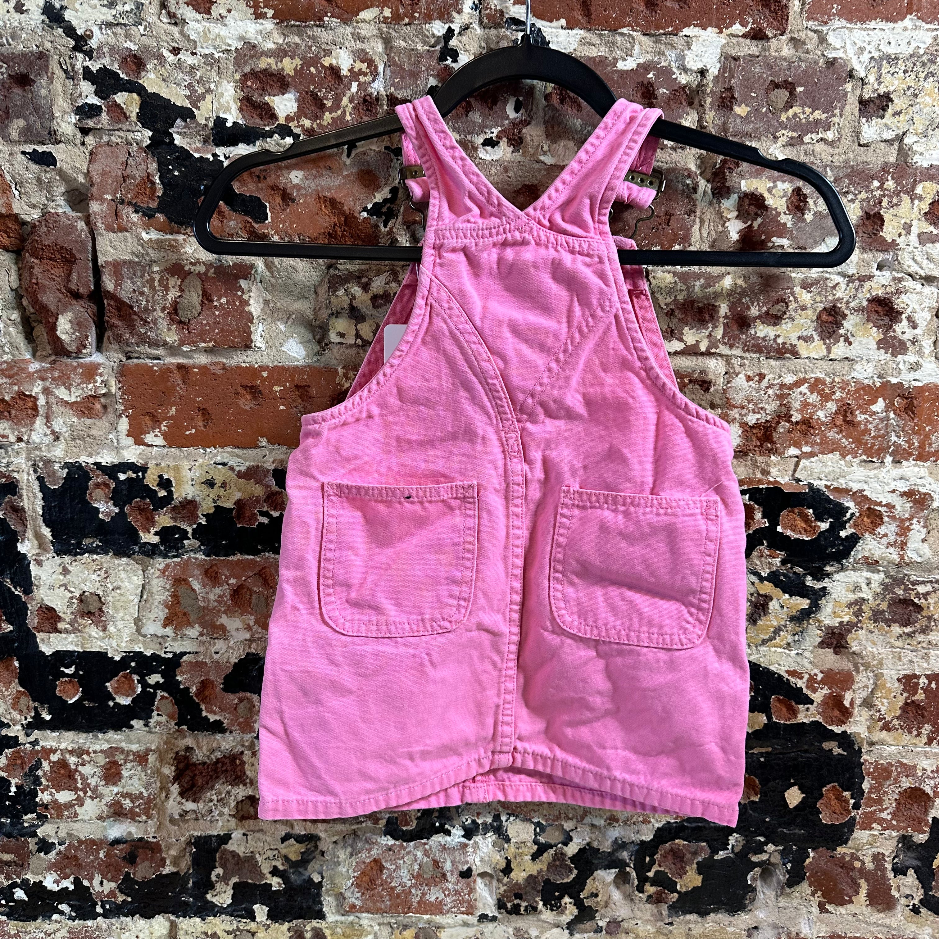 Carhartt Toddler Girls Size 7M pink Jean skirt denim bibs overalls cotton