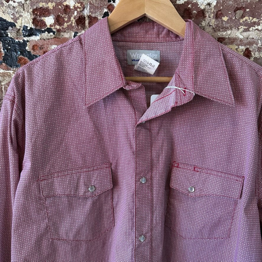 Wrangler Wrancher Southwestern Shirt Men's XL Pearl Snap L/S Red