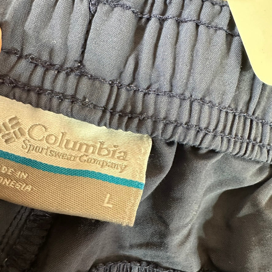 Columbia Camo Large Blue Drawstring w/Pockets Womens Shorts casual 32x4.5"