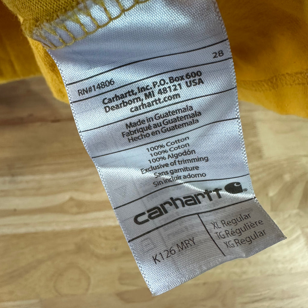Carhartt Men's XL Original Fit Long Sleeve T Shirt Pocket T Mustard yellow