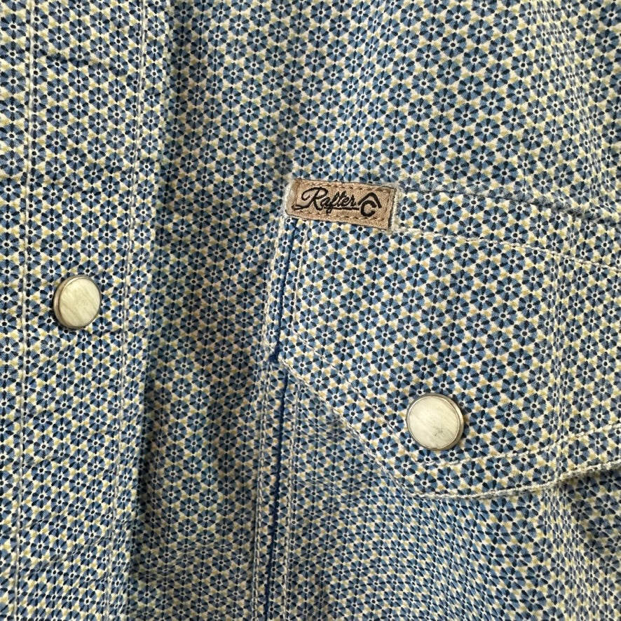 Rafter C Shirt Mens Medium Blue Western Pearl Snap Cowboy Collection Rodeo L/S