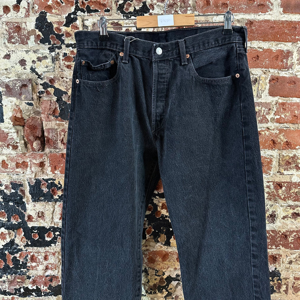Levis 501 Mens 36x34 Denim Black Straight Leg Jeans