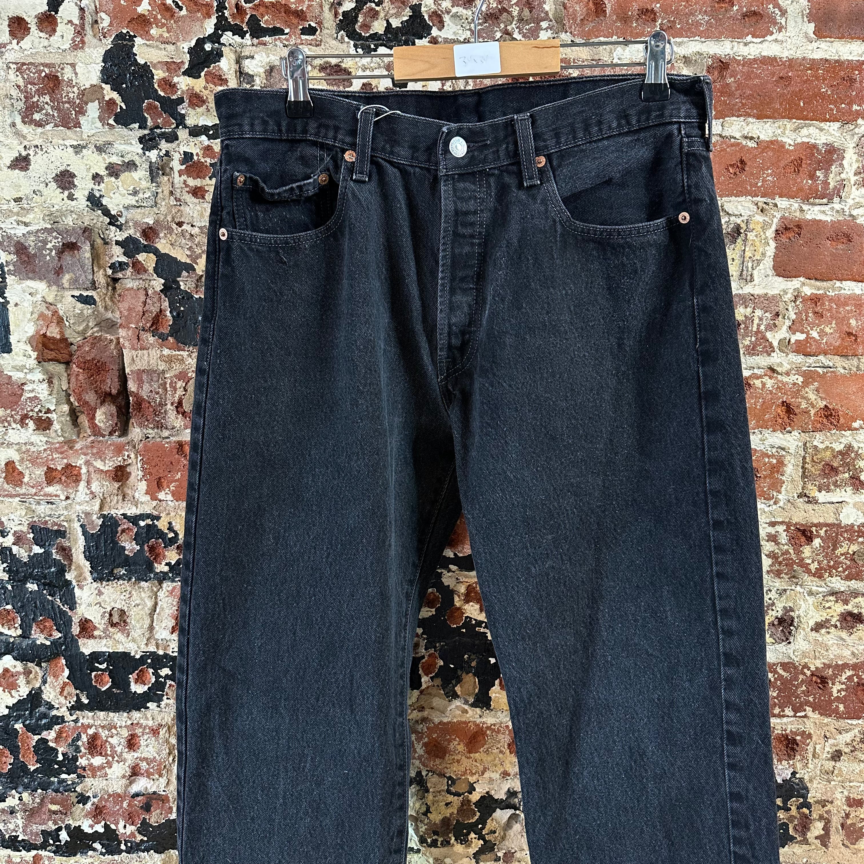 Levis 501 Mens 36x34 Denim Black Straight Leg Jeans