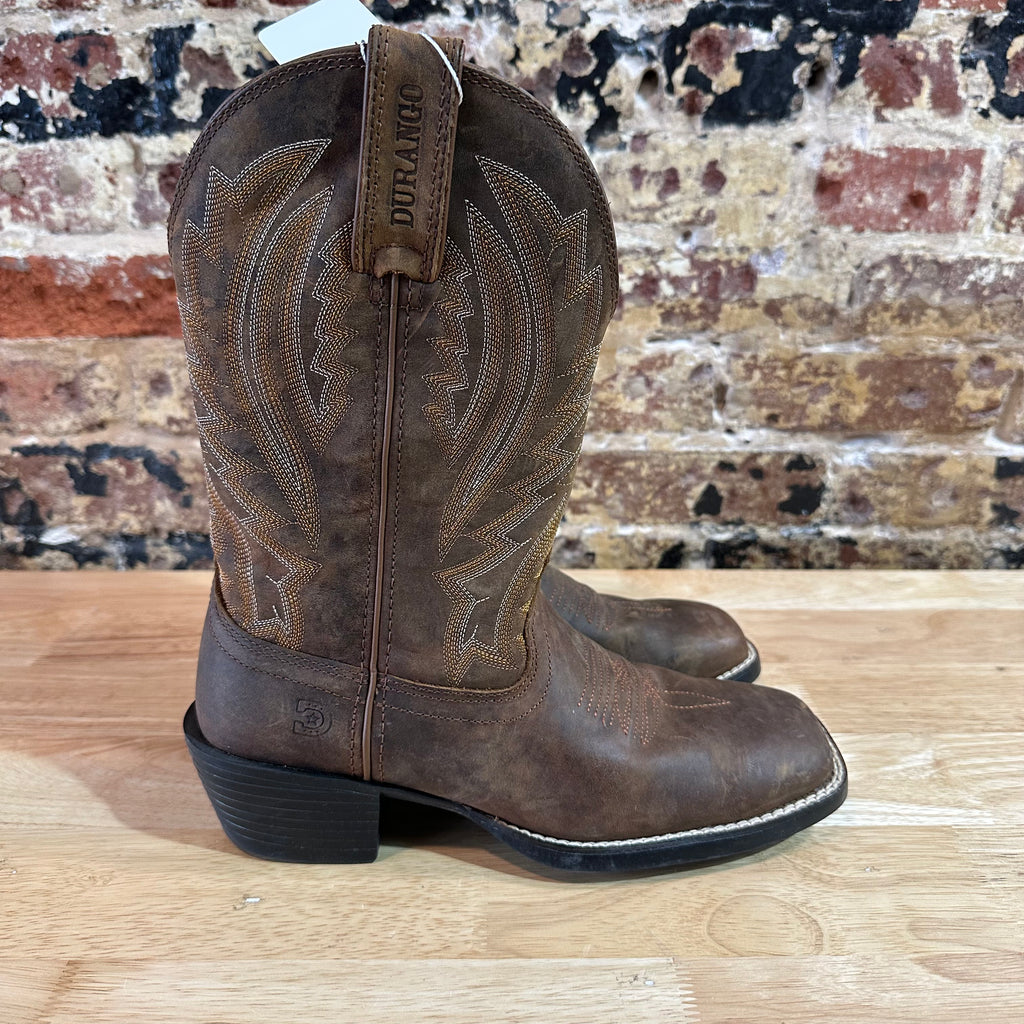 Durango Brown Distressed Leather Western Cowboy Square Toe Mens Boots 7.5M