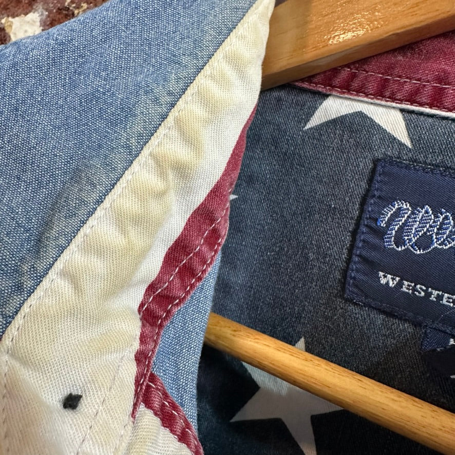 VTG Wrangler Mens Medium Western Flag Shirt