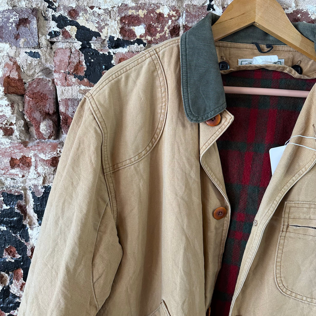 LL Bean Chore Jacket Mens Medium Canvas Barn Coat Lined Corduroy Collar&nbsp;