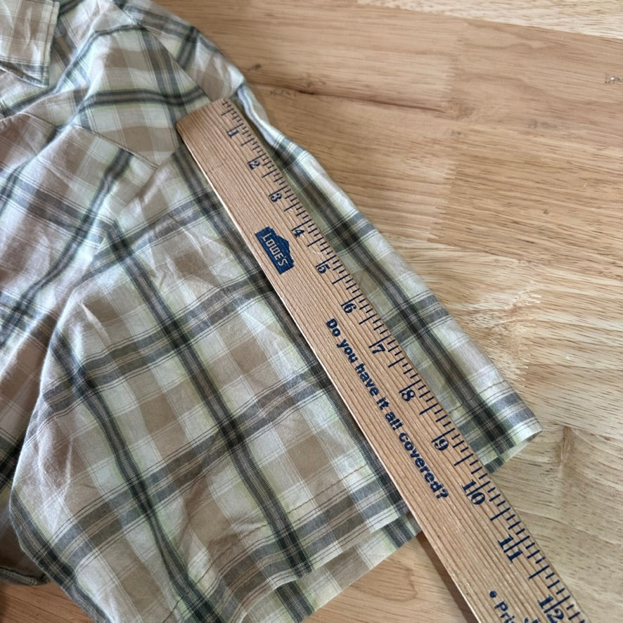 Wrangler Shirt Mens XL Short Sleeve Button Pocket Rockabilly Western Snap Green