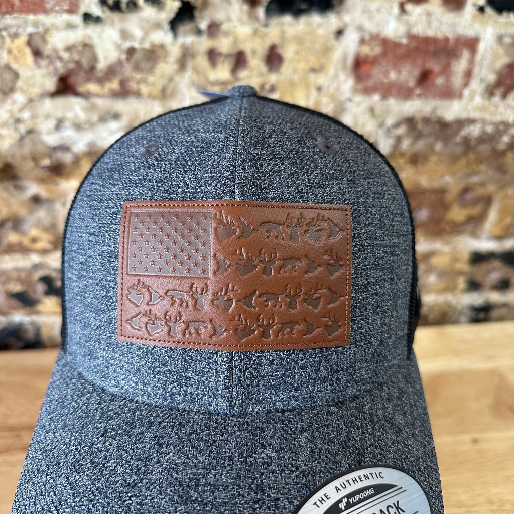 Columbia PFG Hat Snapback Gray USA Flag Fish Mesh back Logo NWT