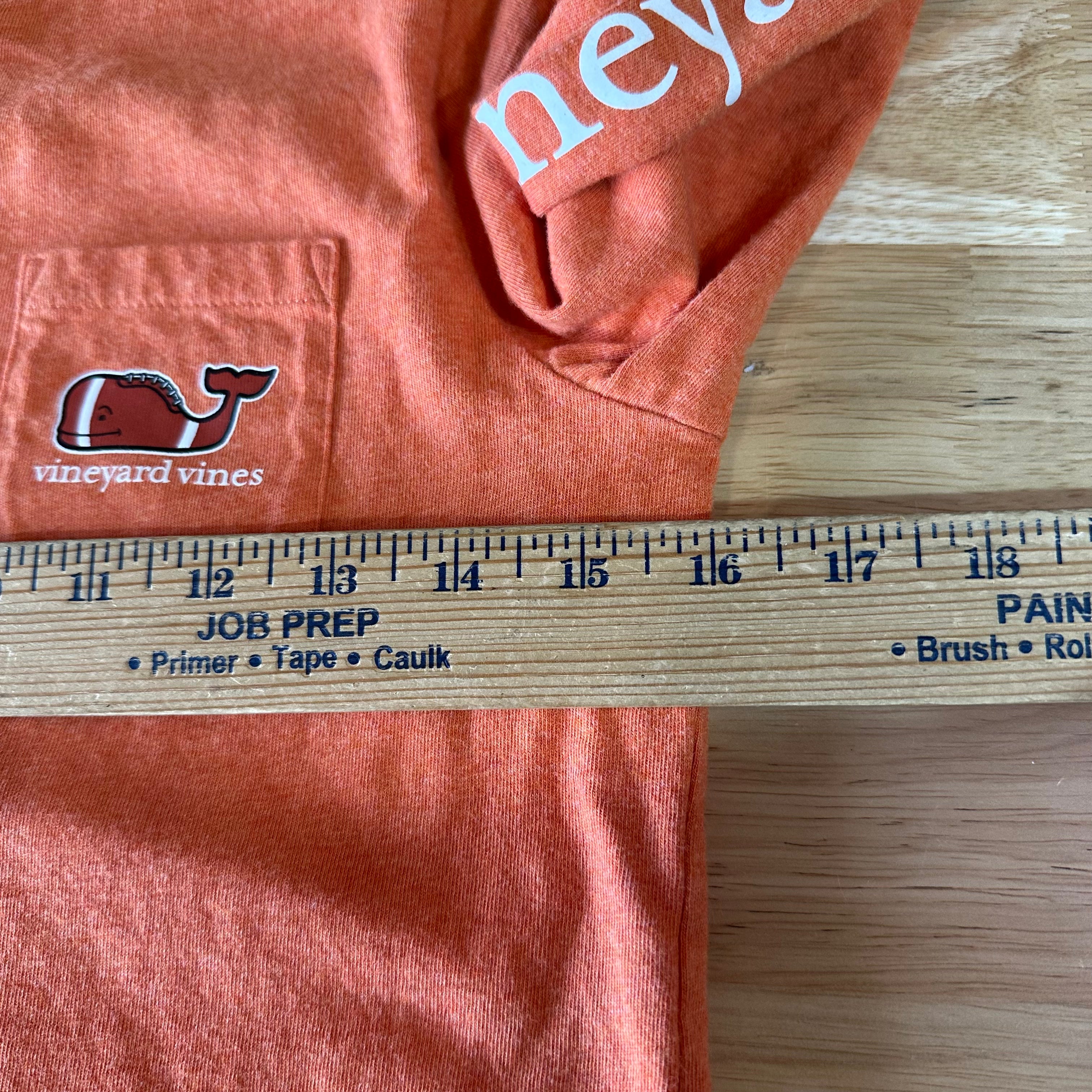 Vineyard Vines Boys Small 8-10 Logo Football Whale Long Sleeve T-shirt Orange