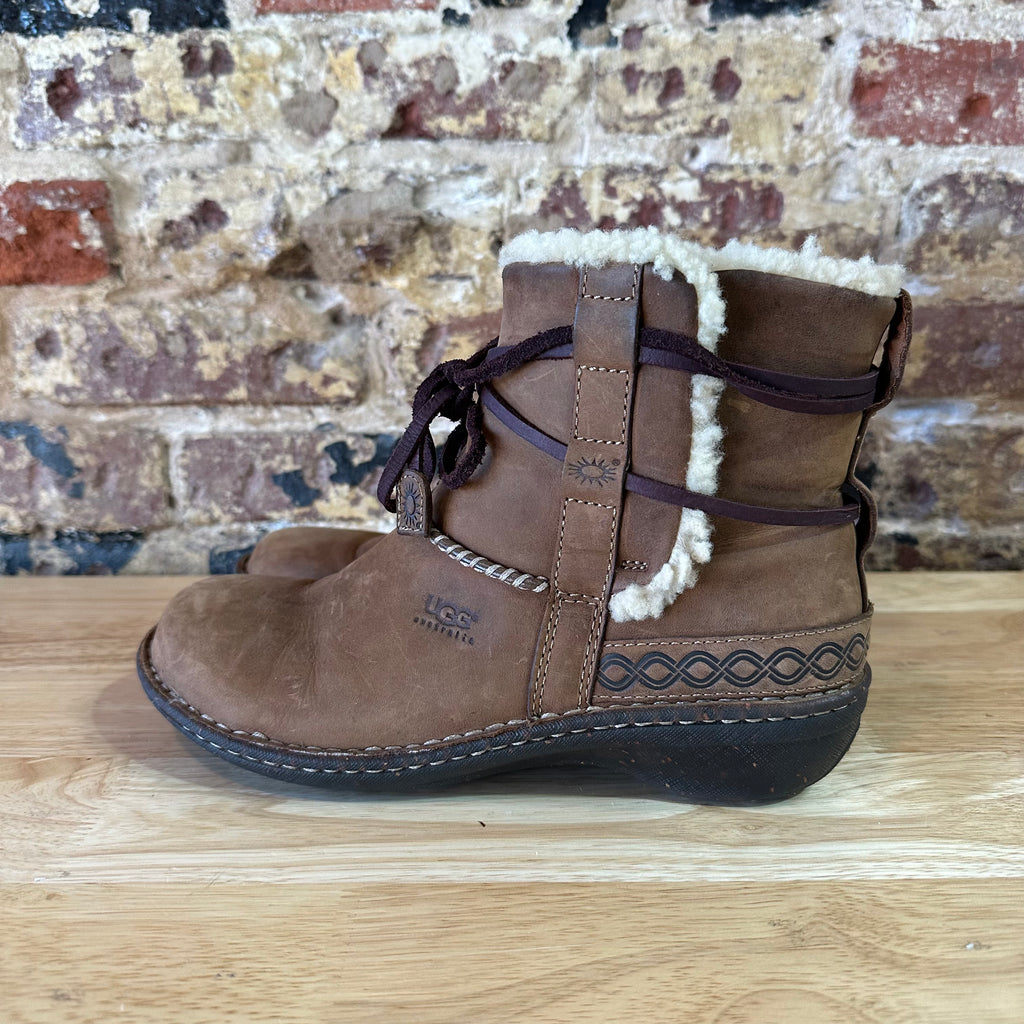 Ugg Australia Cove La Jolla Women's Size 8 Brown Leather Shearling Boots