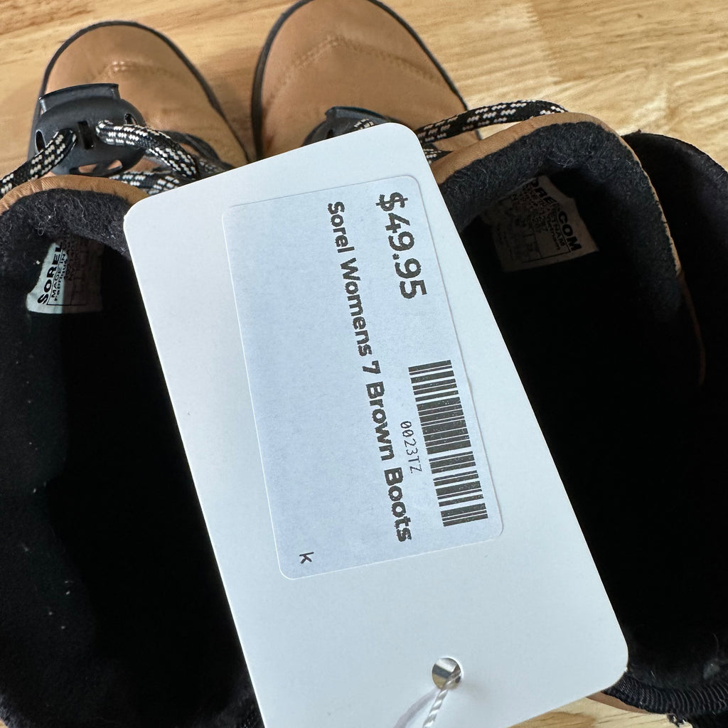 Sorel Whitney II Short Elastic Lace Winter Boots Waterproof Elk Womens 7 Brown