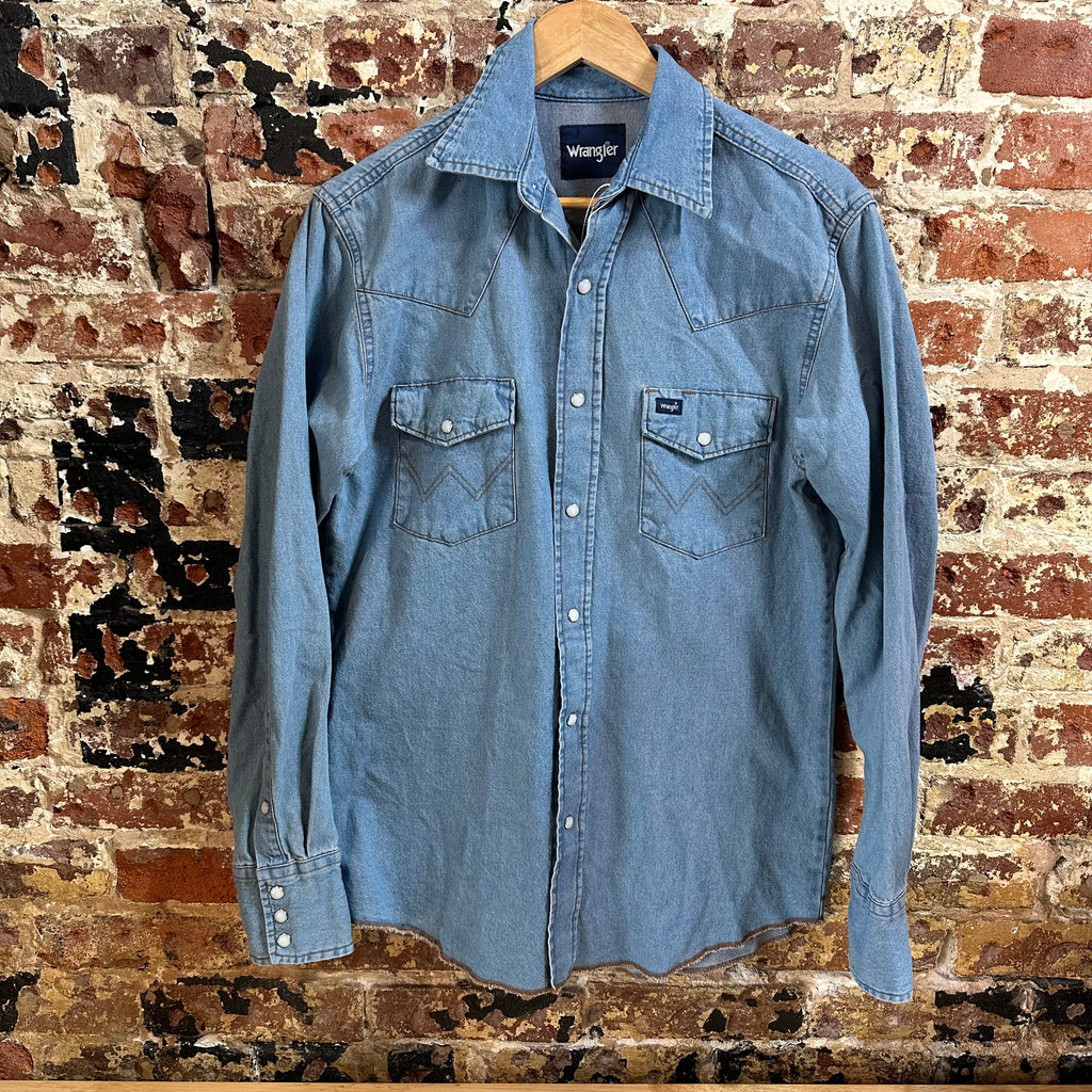 Wrangler Men's Small Blue Western Jean Shirt