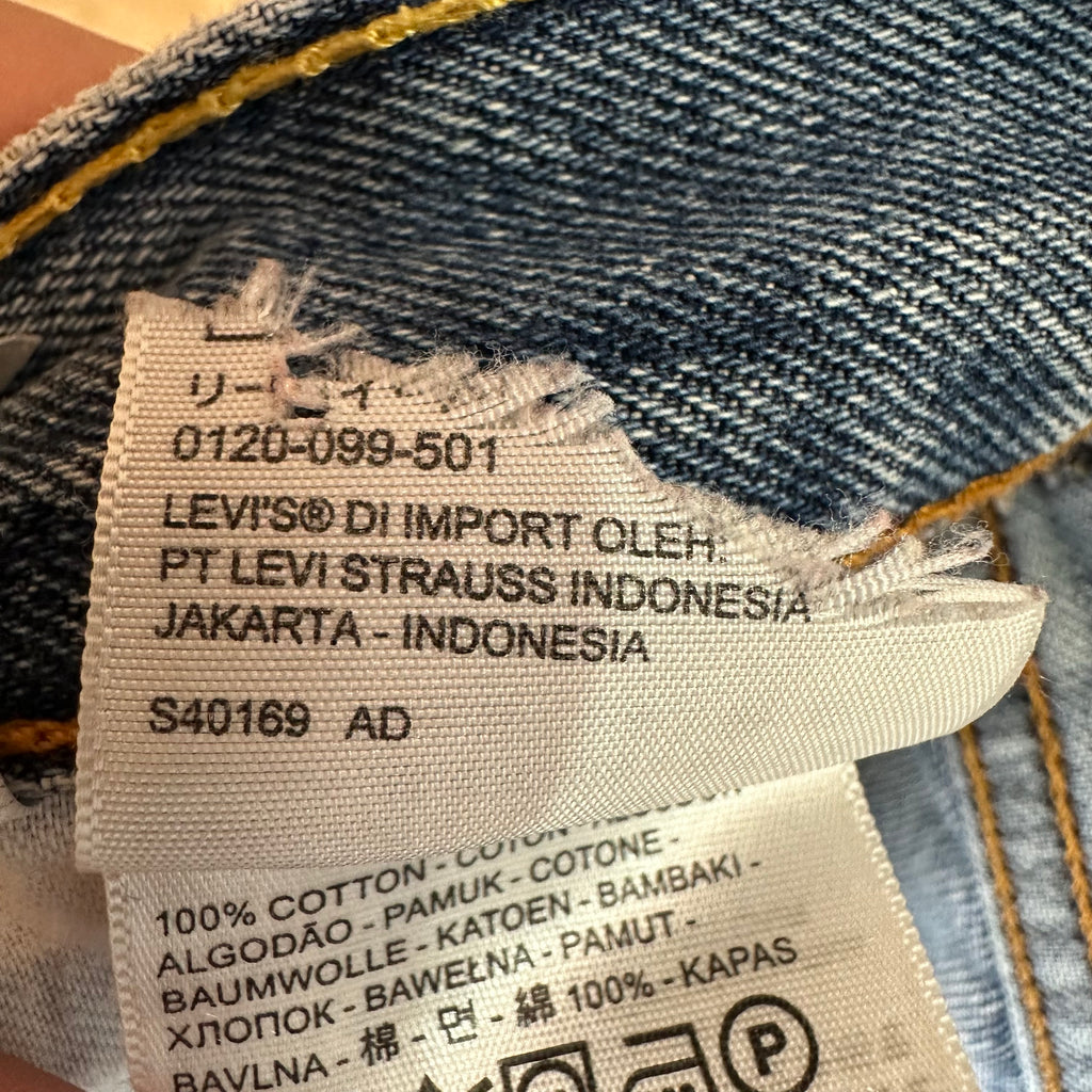 Levi's Cut Off Denim Blue High Rise Jean Shorts Womens 33 - 34x3"
