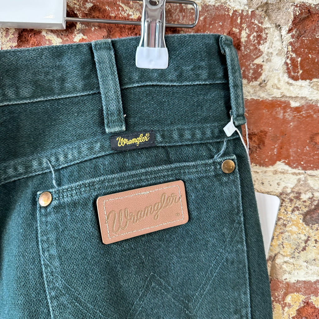 VTG Wrangler Mens Green Denim Pants Sz 34x30 Jeans Straight Leg Made in USA 936