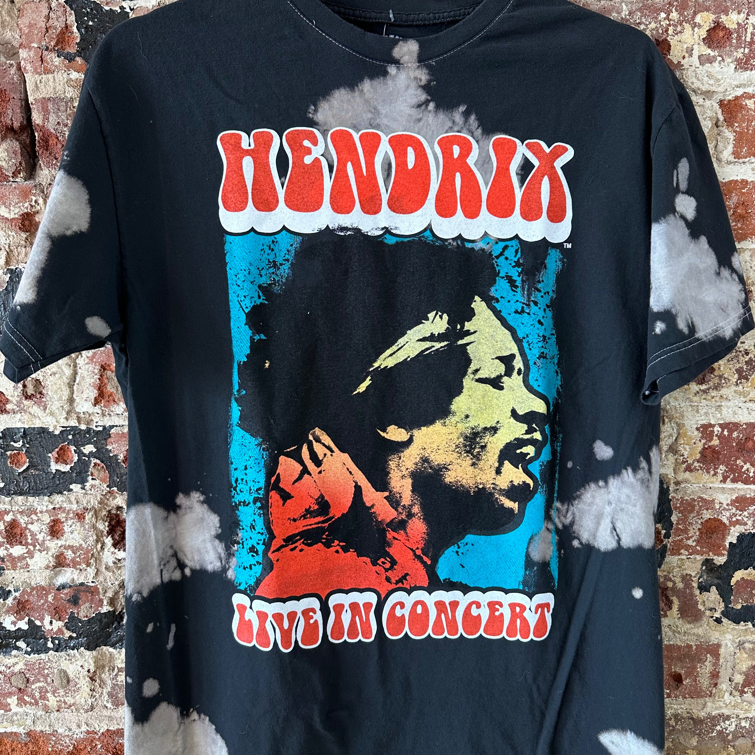 Hendrix Live in Concert Band Tee T Shirt Size Medium Black S/S